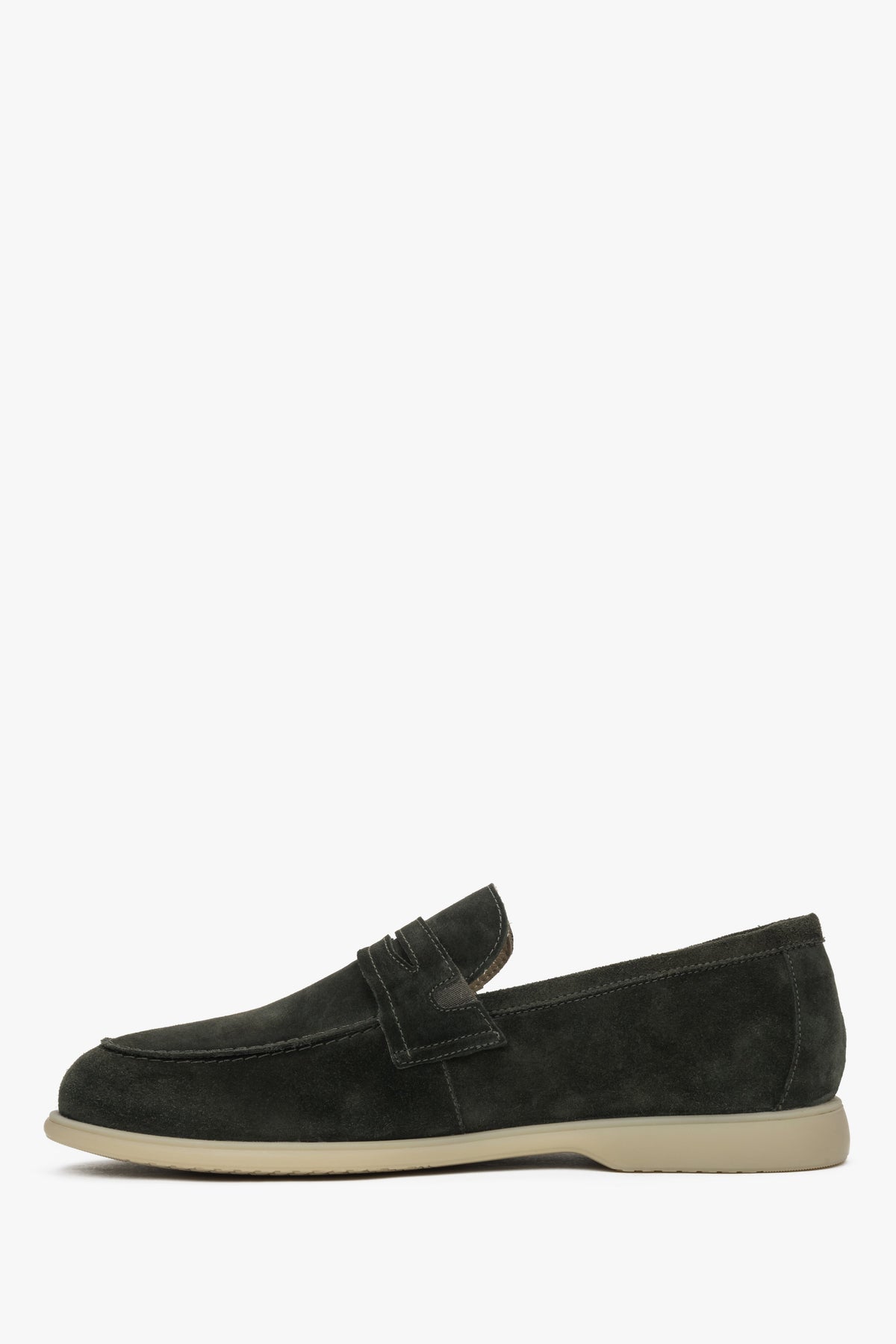 Men’s green premium Italian genuine velour loafers Estro.