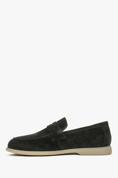 Men’s green premium Italian genuine velour loafers Estro.