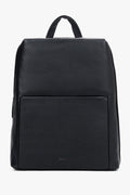 Men's Elegant Black Backpack made of Pebbled Genuine Leather Estro ER00120417.