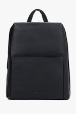 Men's Elegant Black Backpack made of Pebbled Genuine Leather Estro ER00120417.