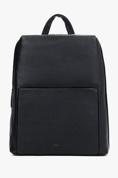 Men's Elegant Black Backpack made of Pebbled Genuine Leather Estro ER00120417.