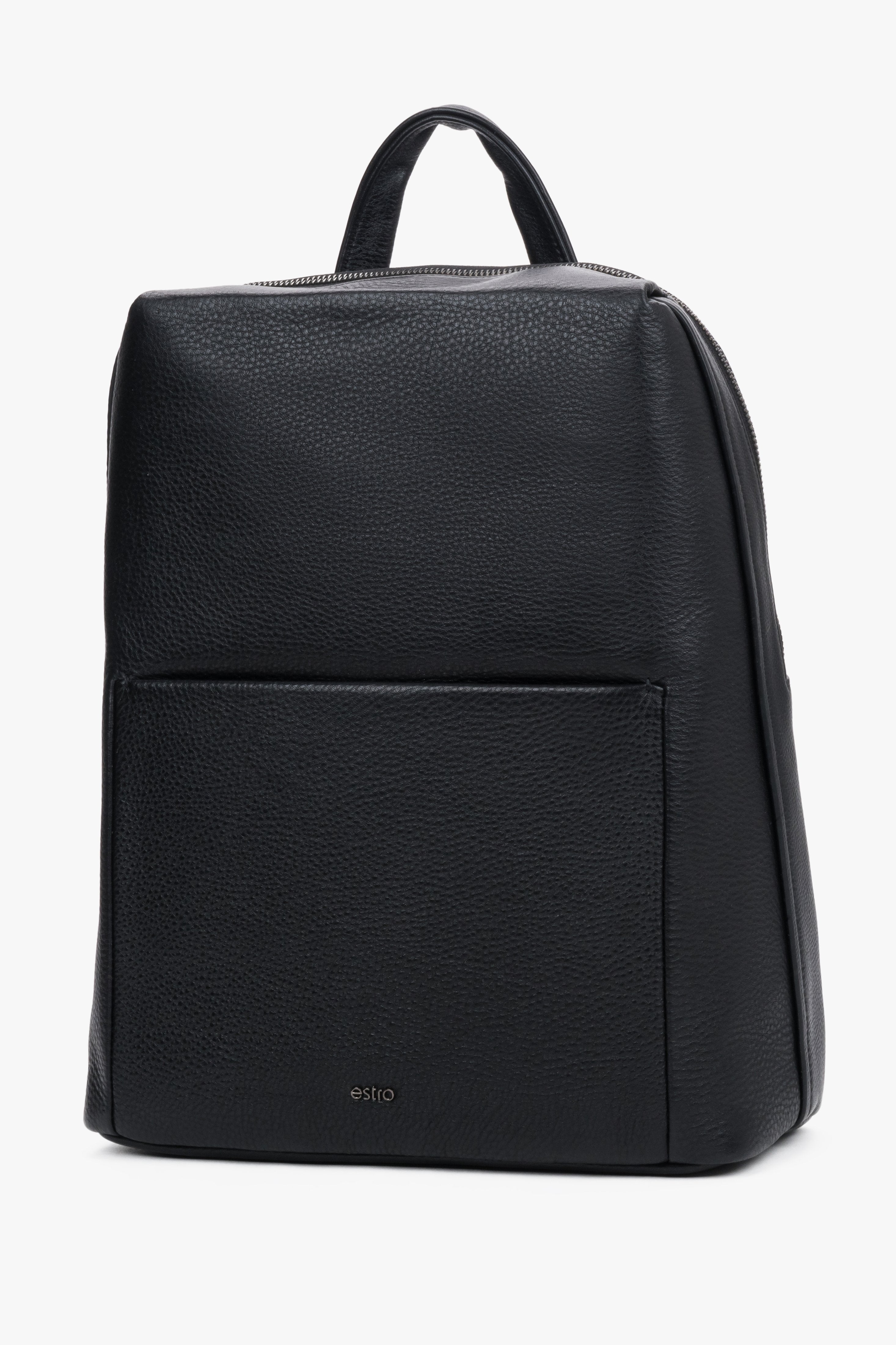 Stylish men's backpack made of textured pebbled genuine leather.