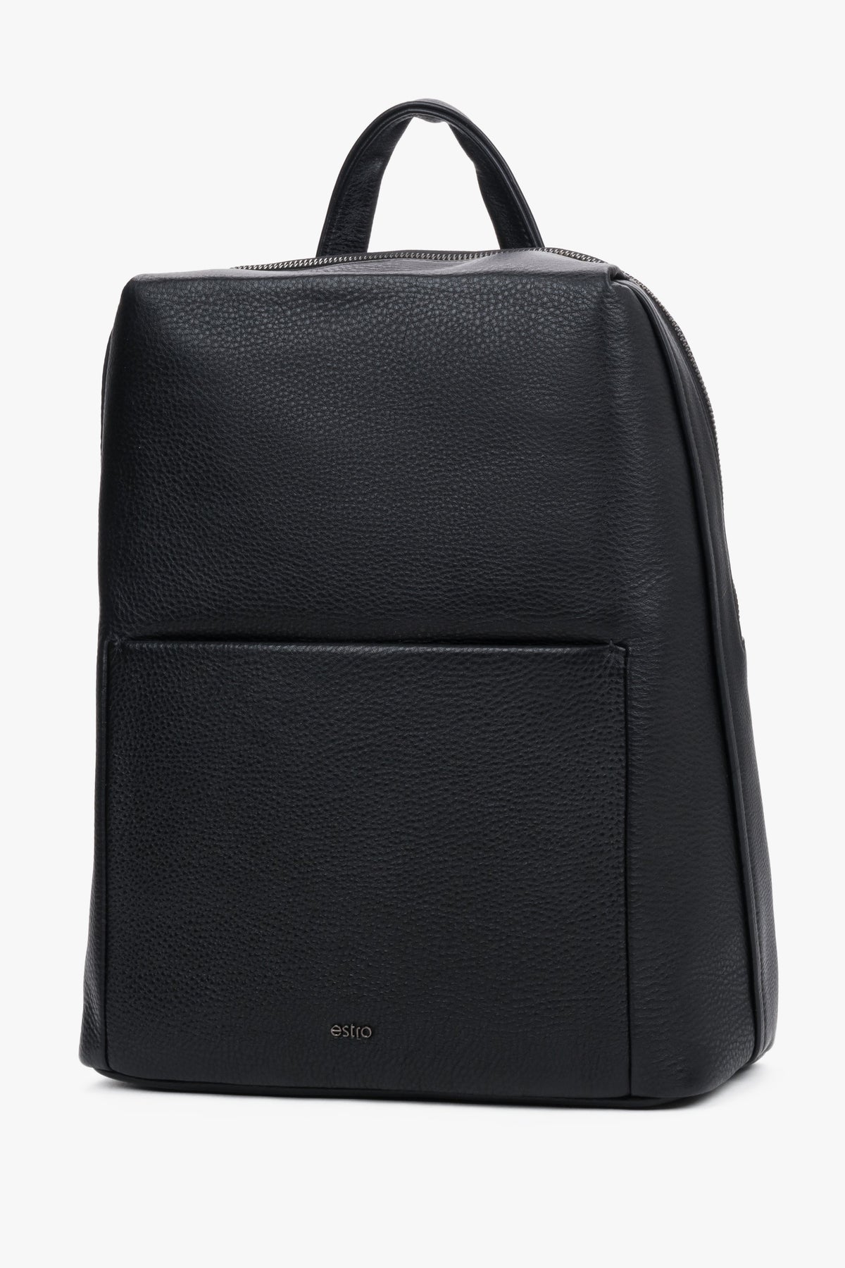 Stylish men's backpack made of textured pebbled genuine leather.