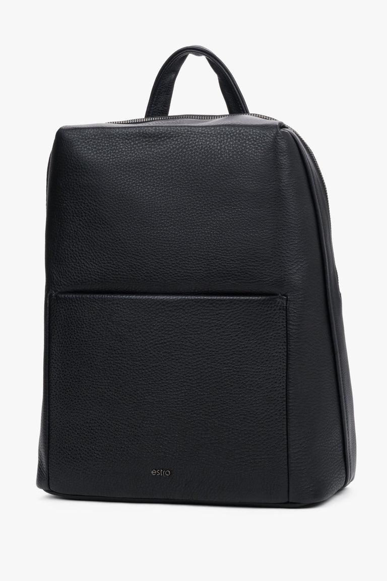 Stylish men's backpack made of textured pebbled genuine leather.