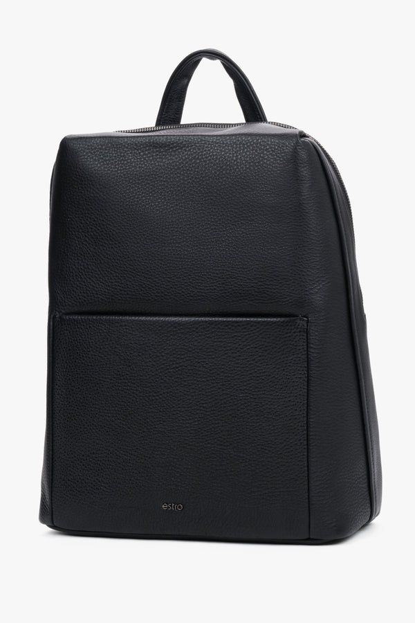 Stylish men's backpack made of textured pebbled genuine leather.