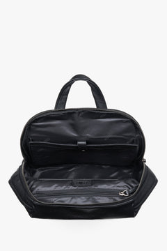 Men's backpack made of high-quality genuine leather with a pebbled texture.