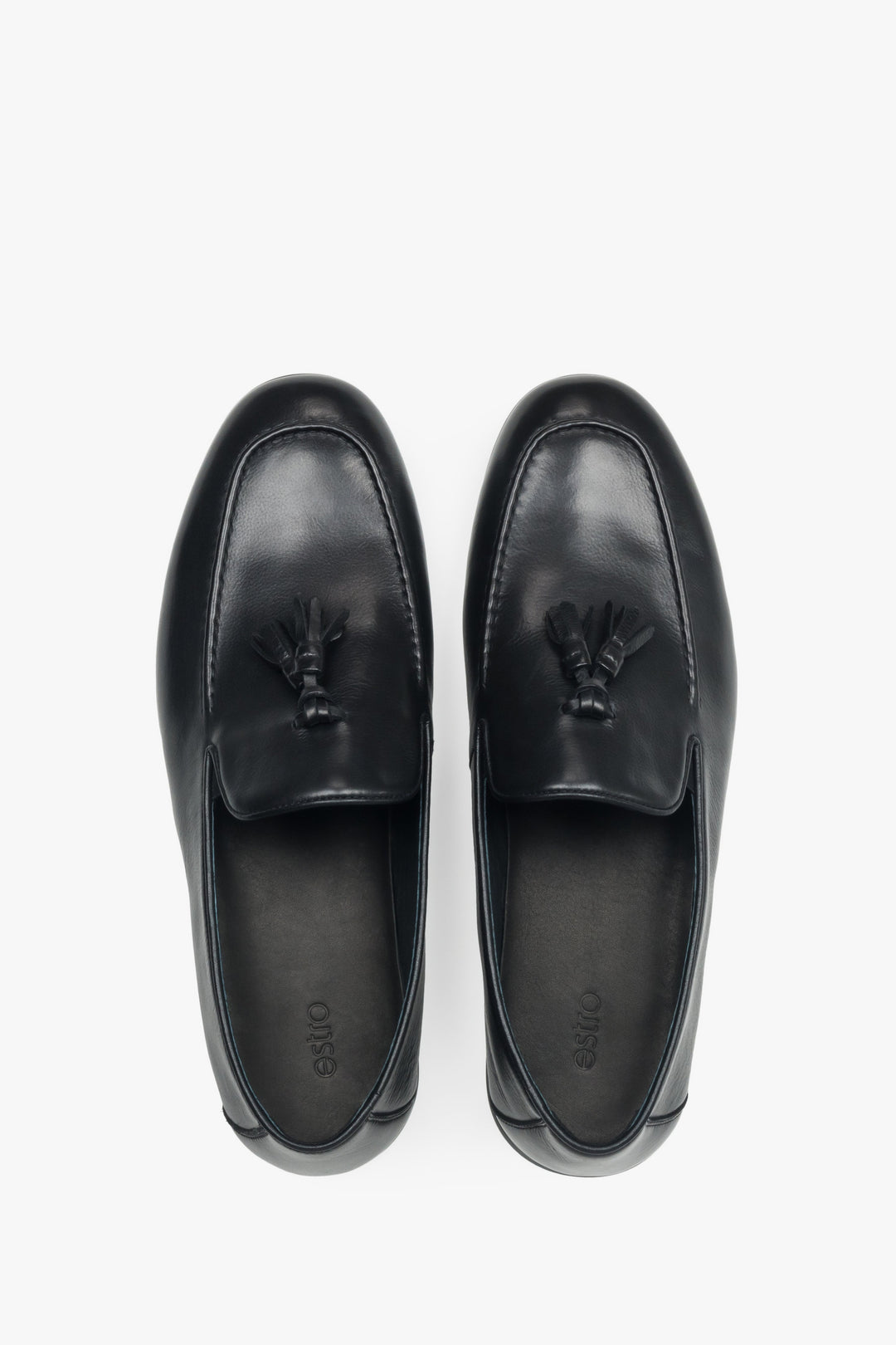 Black loafers with soft leather lining and insole.