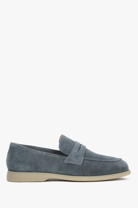 Men’s Grey Classic Loafers made of Premium Italian Genuine Velour Estro ER00118885.