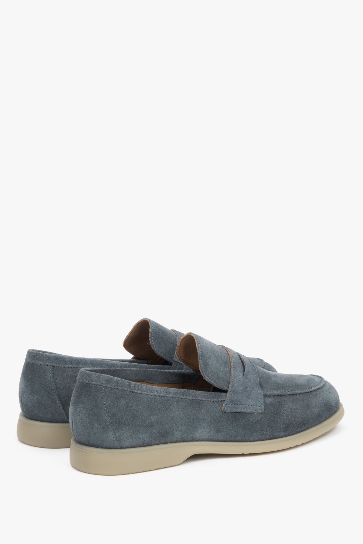 Made of Premium Italian genuine velour, grey men’s loafers by Estro.