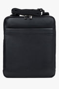 Men's Handy Black Shoulder Bag made of Pebbled Genuine Leather Estro ER00120414.
