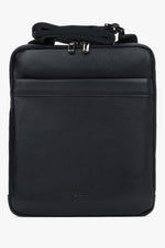 Men's Handy Black Shoulder Bag made of Pebbled Genuine Leather Estro ER00120414.