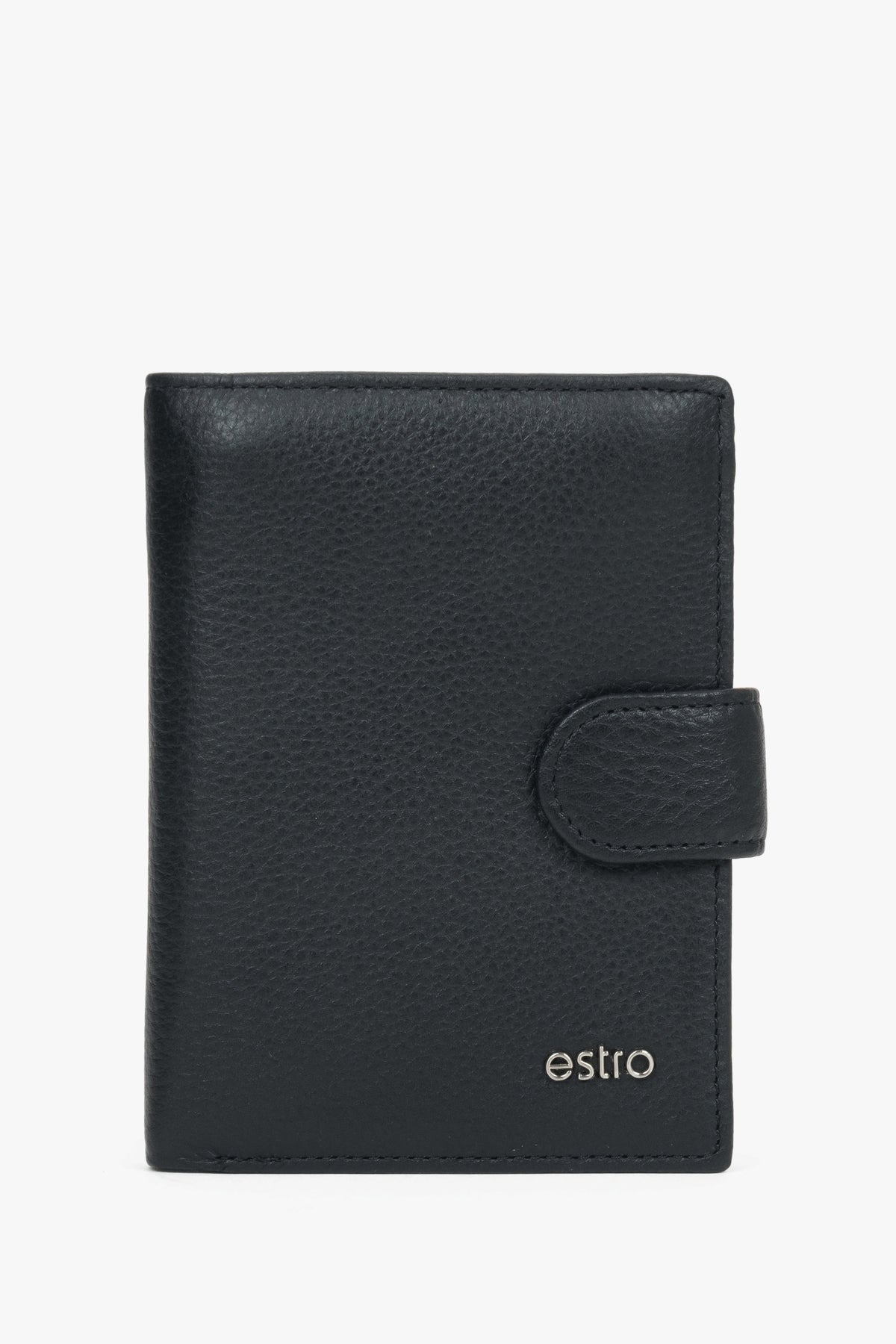 Compact black men’s wallet in genuine leather with 14 compartments for cards and documents.