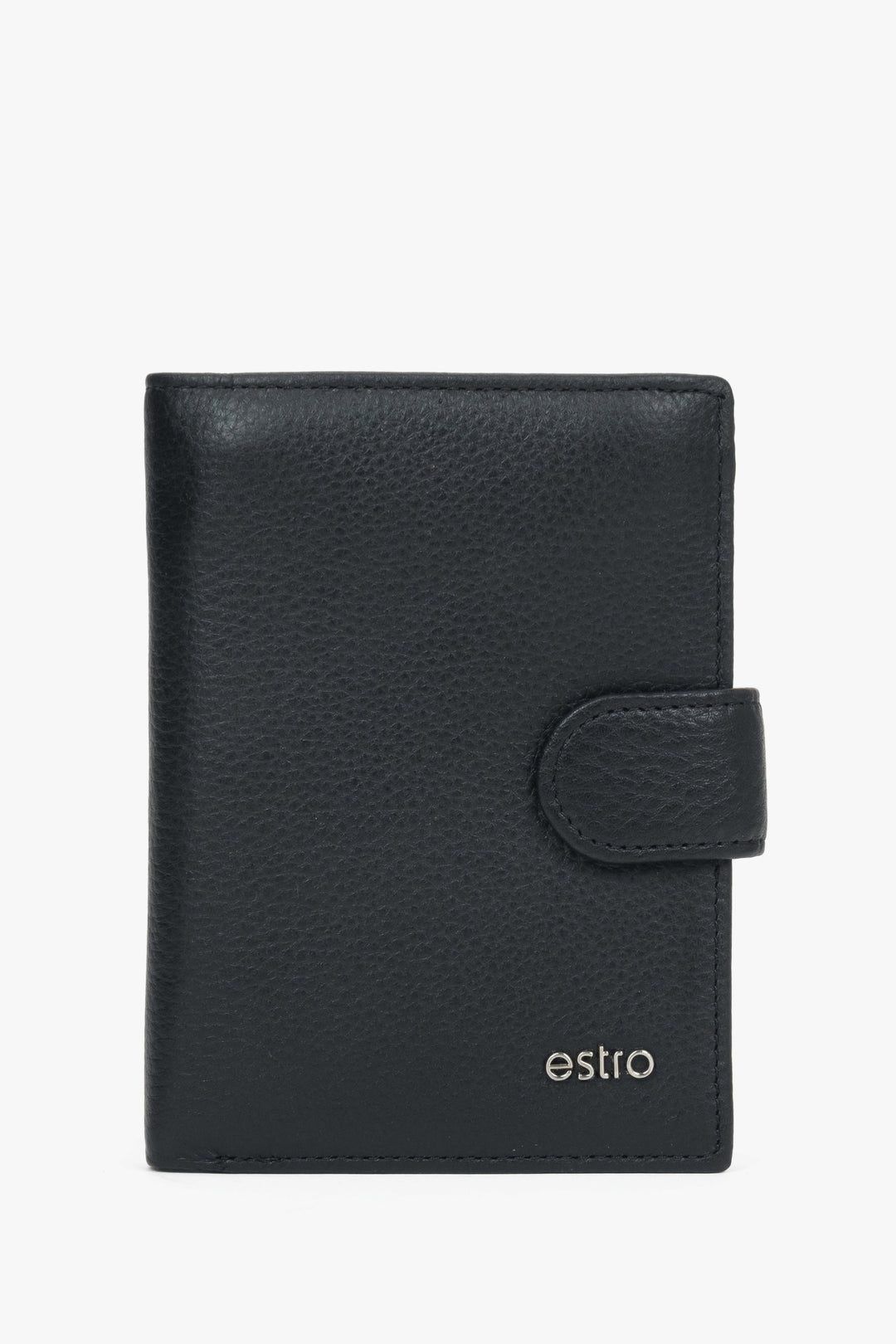 Compact black men’s wallet in genuine leather with 14 compartments for cards and documents.