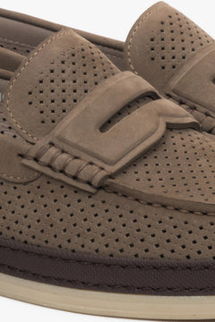 Casual summer loafers Estro in khaki nubuck, perfect for everyday style.