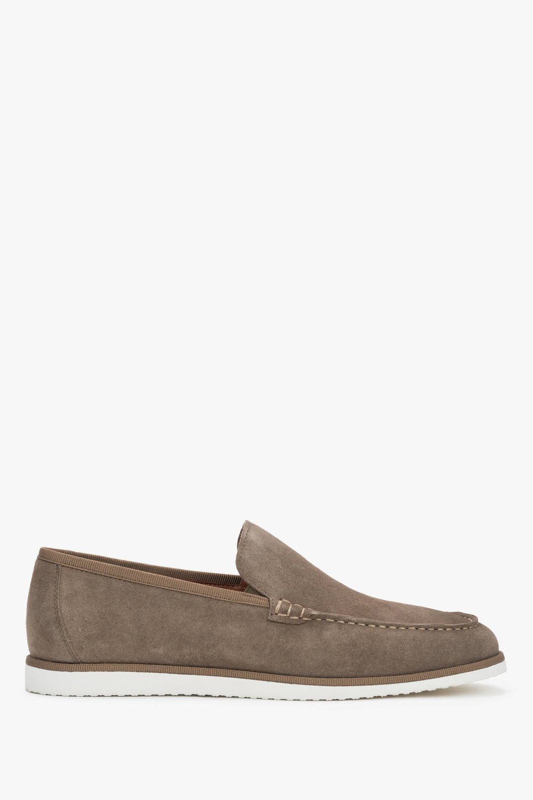 Men's Khaki Velour Loafers on a Contrasting Sole Estro ER00119439.