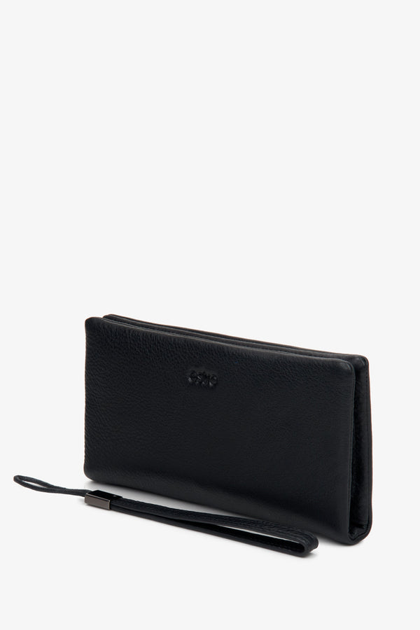 Men's Large Black Genuine Leather Wallet with Detachable Strap Estro ER00104433.