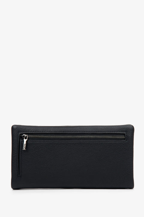 Men’s wallet, large, black, genuine leather, with detachable strap, Estro.