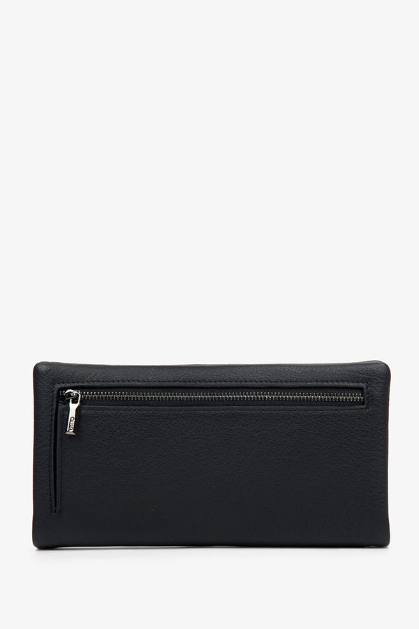 Men’s wallet, large, black, genuine leather, with detachable strap, Estro.