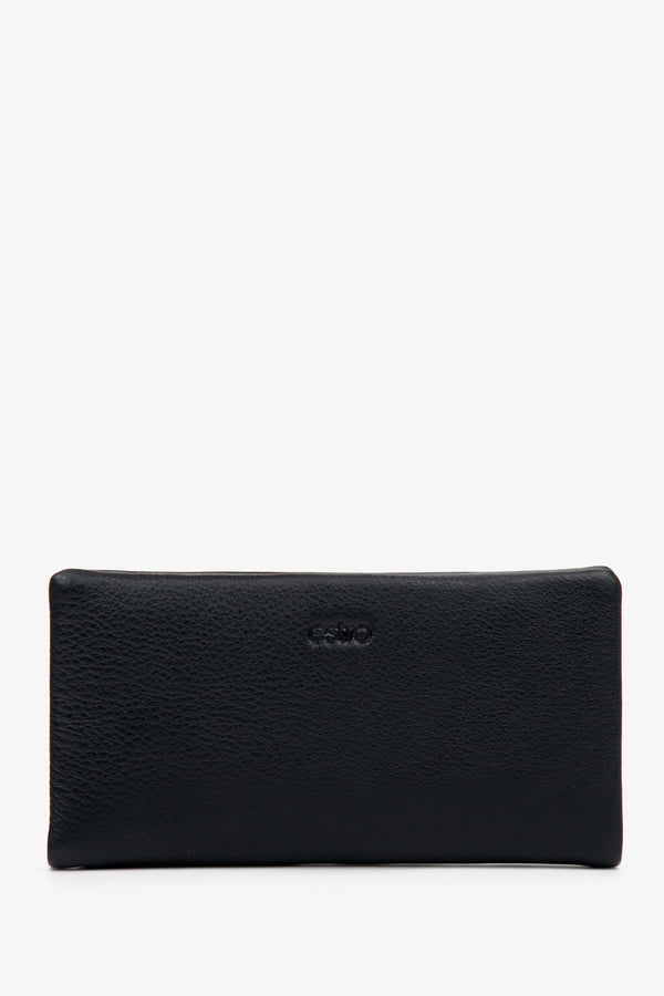 Men’s large black genuine leather wallet with detachable strap Estro.