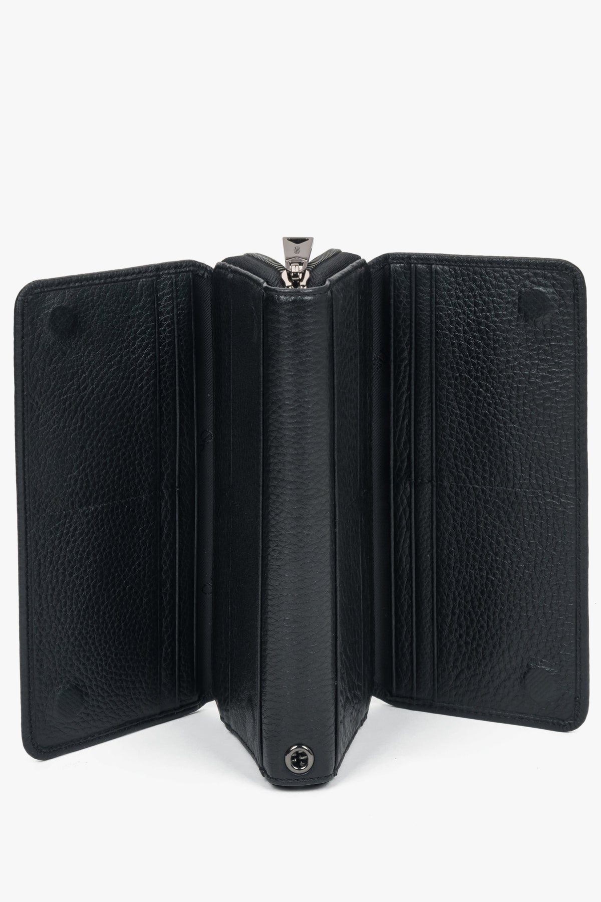 Large black wallet for men with comfortable 17 cm strap, ideal for organization and travel, Estro.
