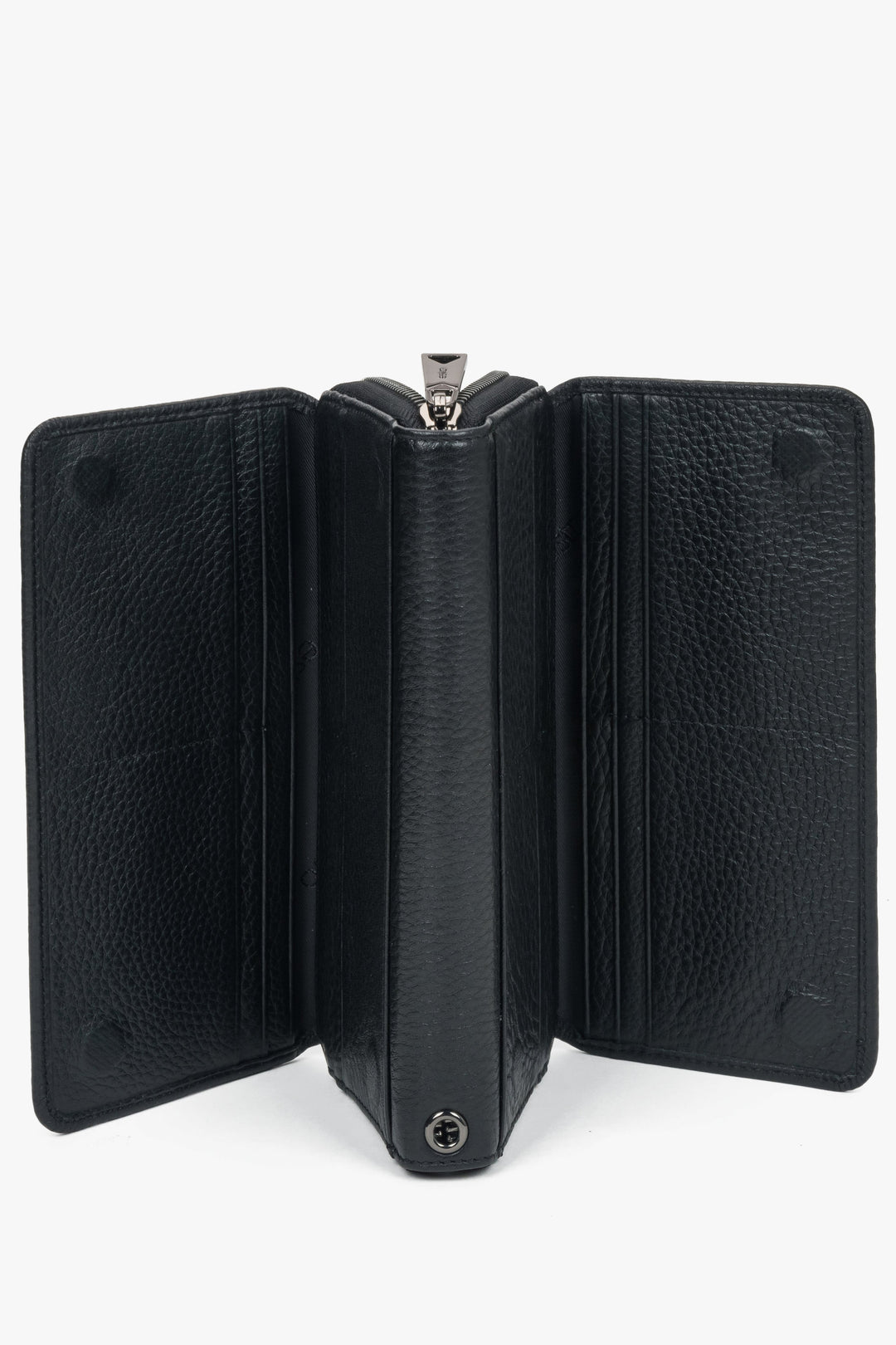 Large black wallet for men with comfortable 17 cm strap, ideal for organization and travel, Estro.