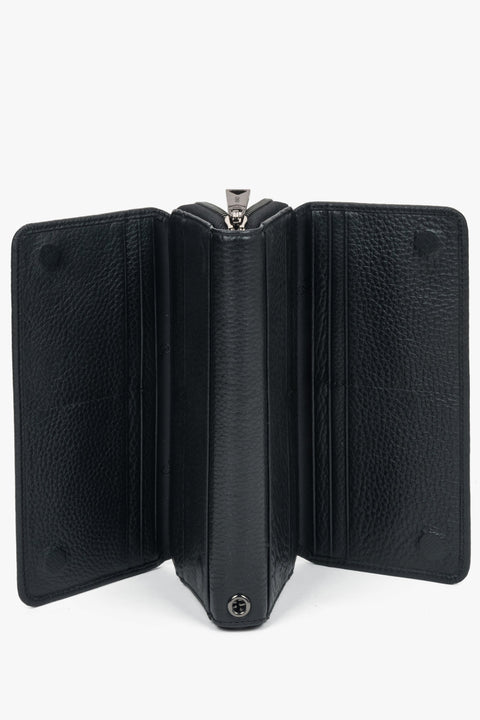 Large black wallet for men with comfortable 17 cm strap, ideal for organization and travel, Estro.