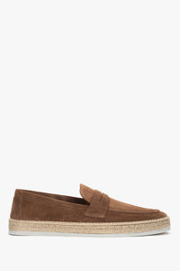 Men's Light Brown Moccasins made of Genuine Italian Velour Estro ER00119026.