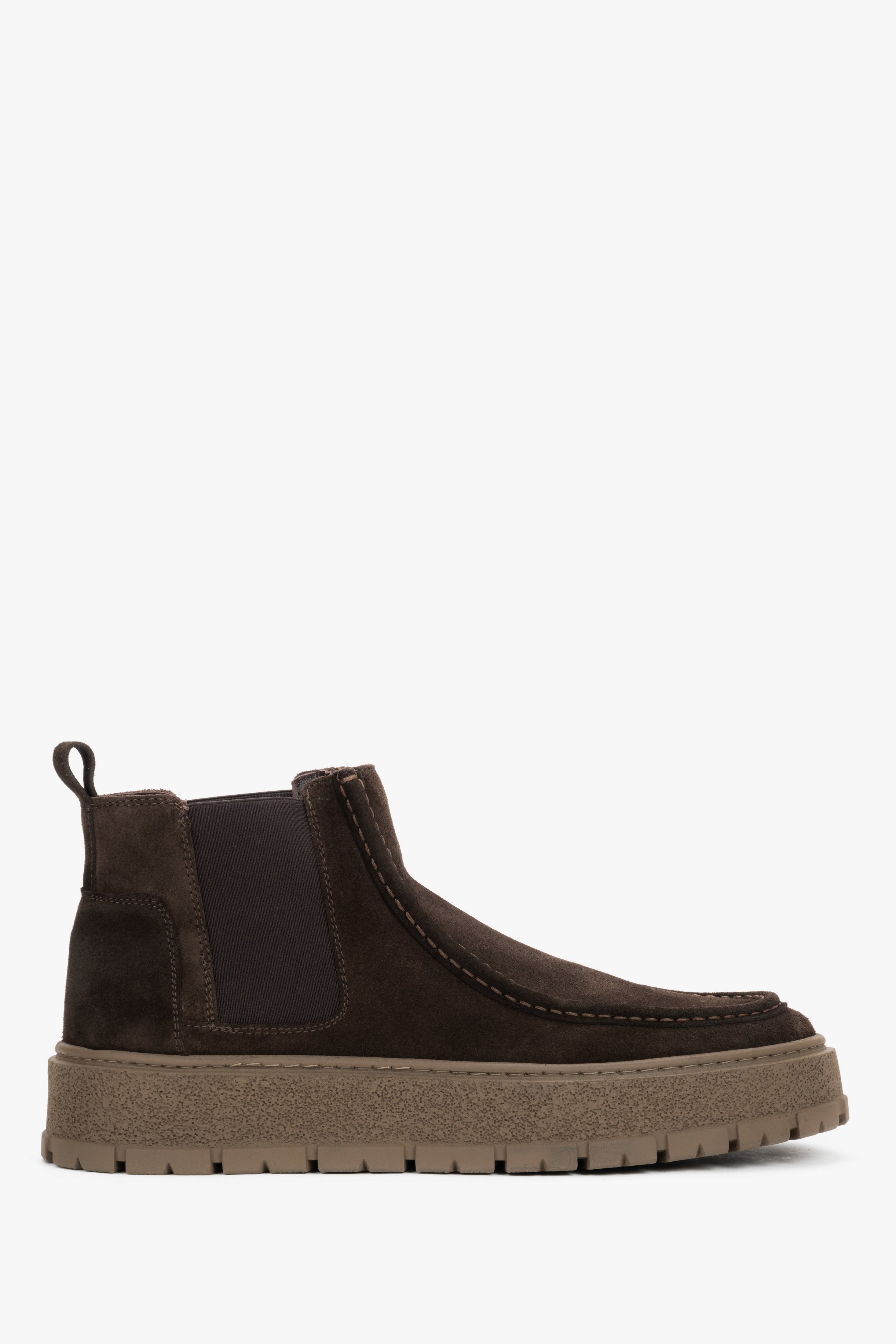 Men's Low Dark Brown Chelsea Boots made of Premium Italian Genuine Velour Estro ER00120804.