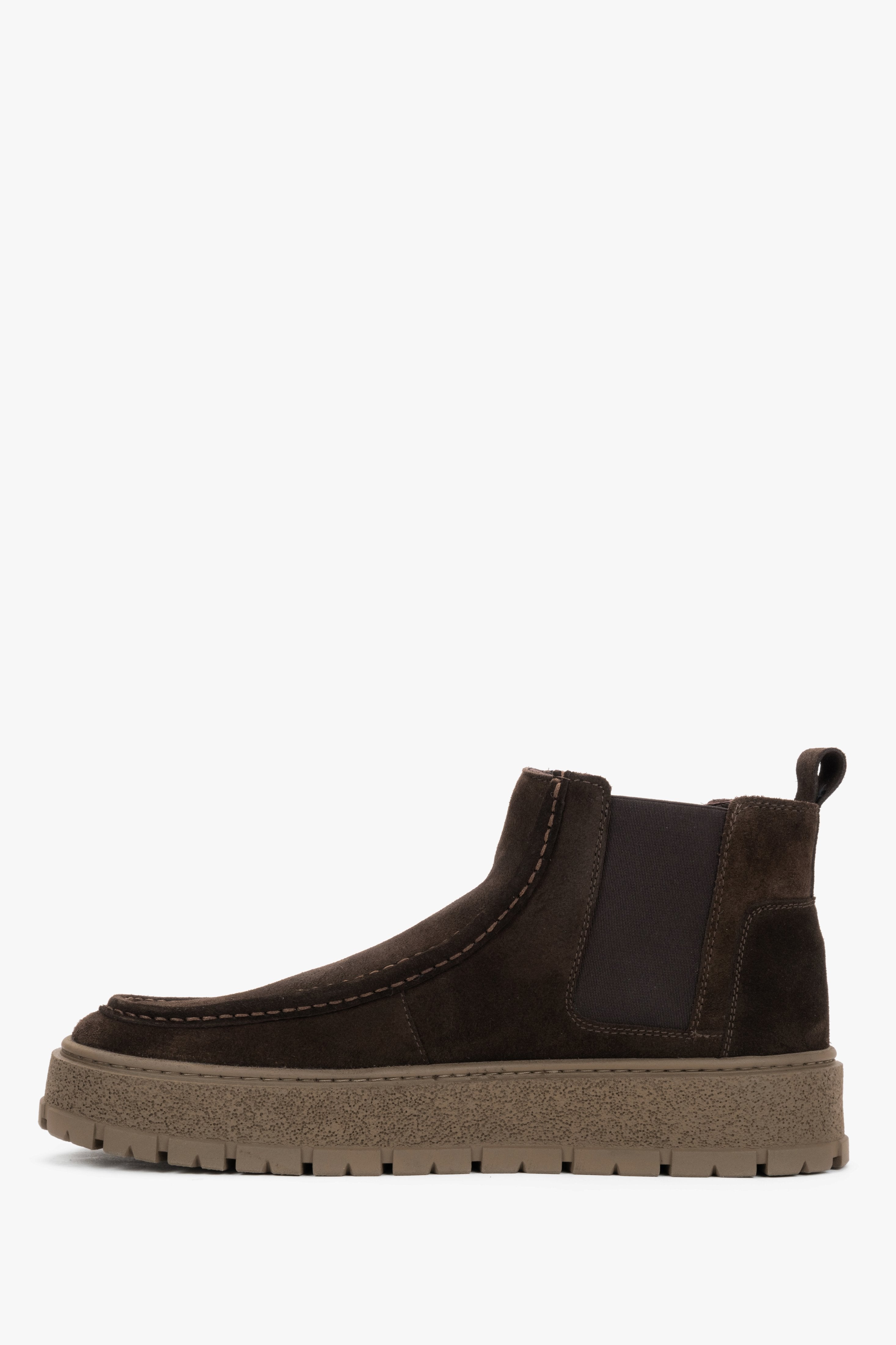 Men's low-cut Chelsea boots, dark brown, made of natural Italian velour, Estro.