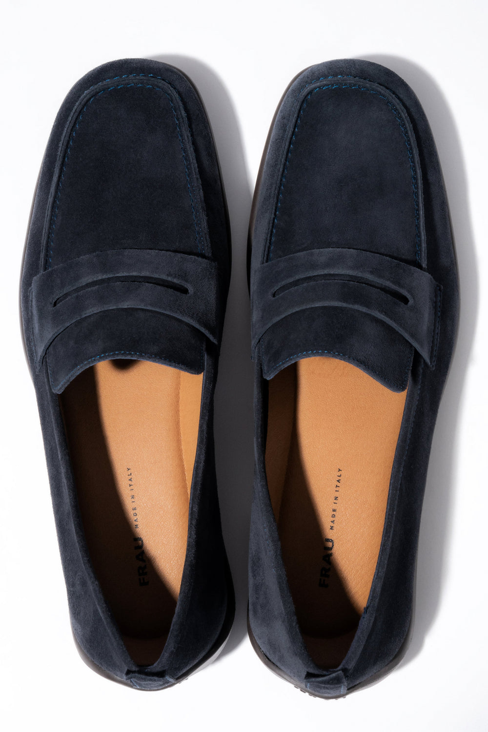 Men's Navy Blue Penny Loafers made of Premium Italian Genuine Velour Frau ER00119955.