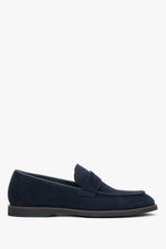Men's Navy Blue Soft Loafers in Genuine Velour Estro ER00119054.