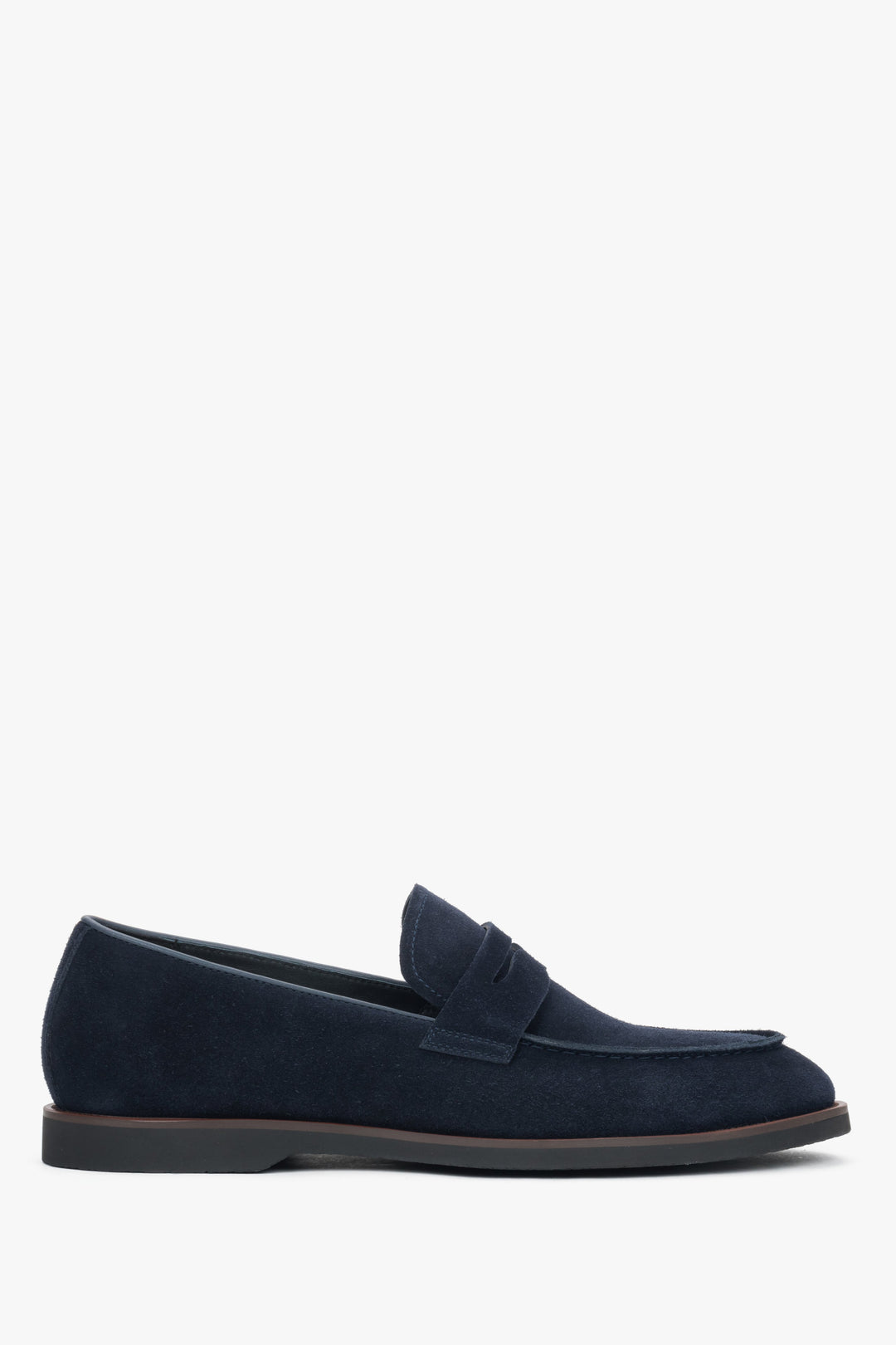 Men's Navy Blue Soft Loafers in Genuine Velour Estro ER00119054.