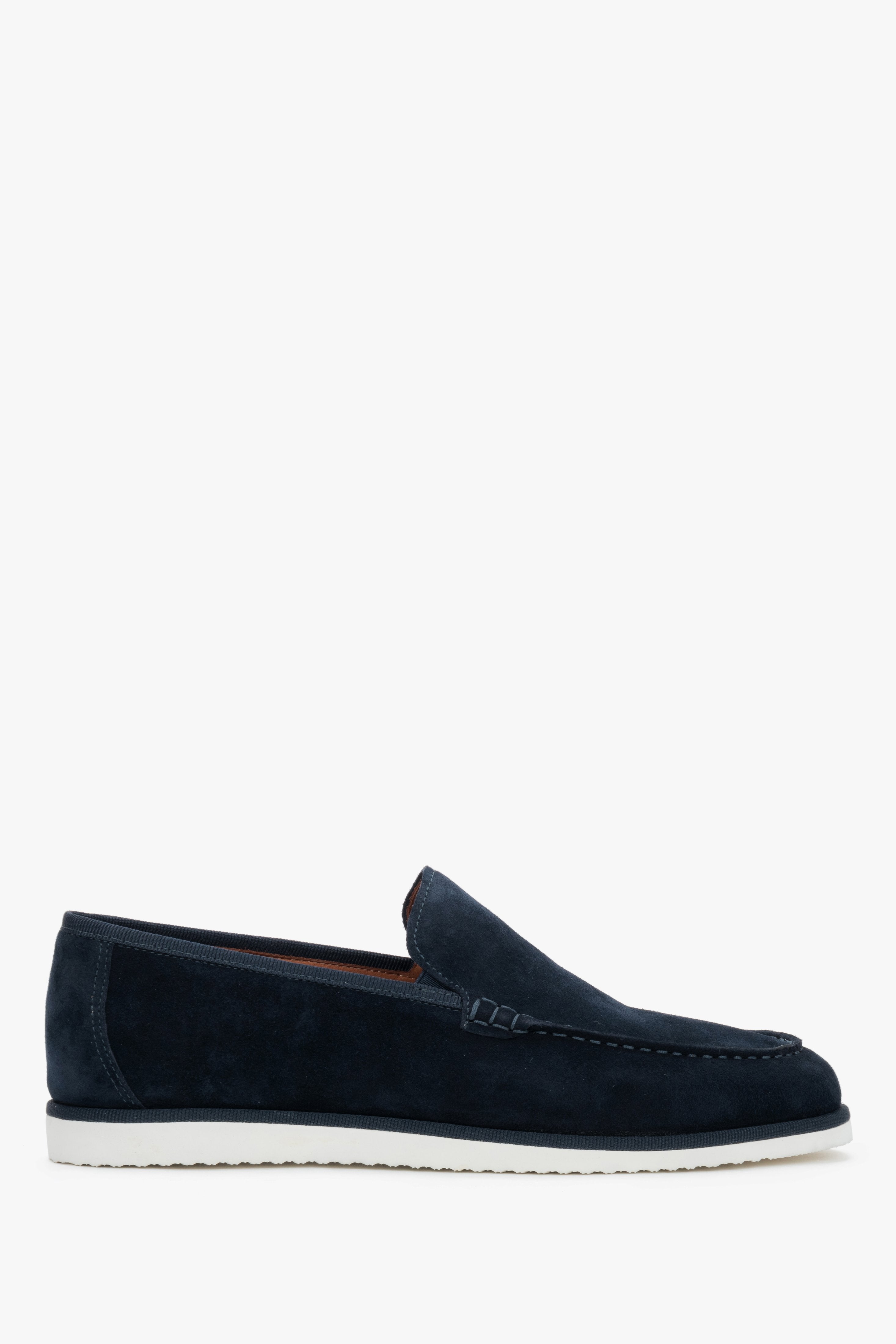 Men's Navy Blue Velour Loafers on a Contrasting Sole Estro ER00119440.