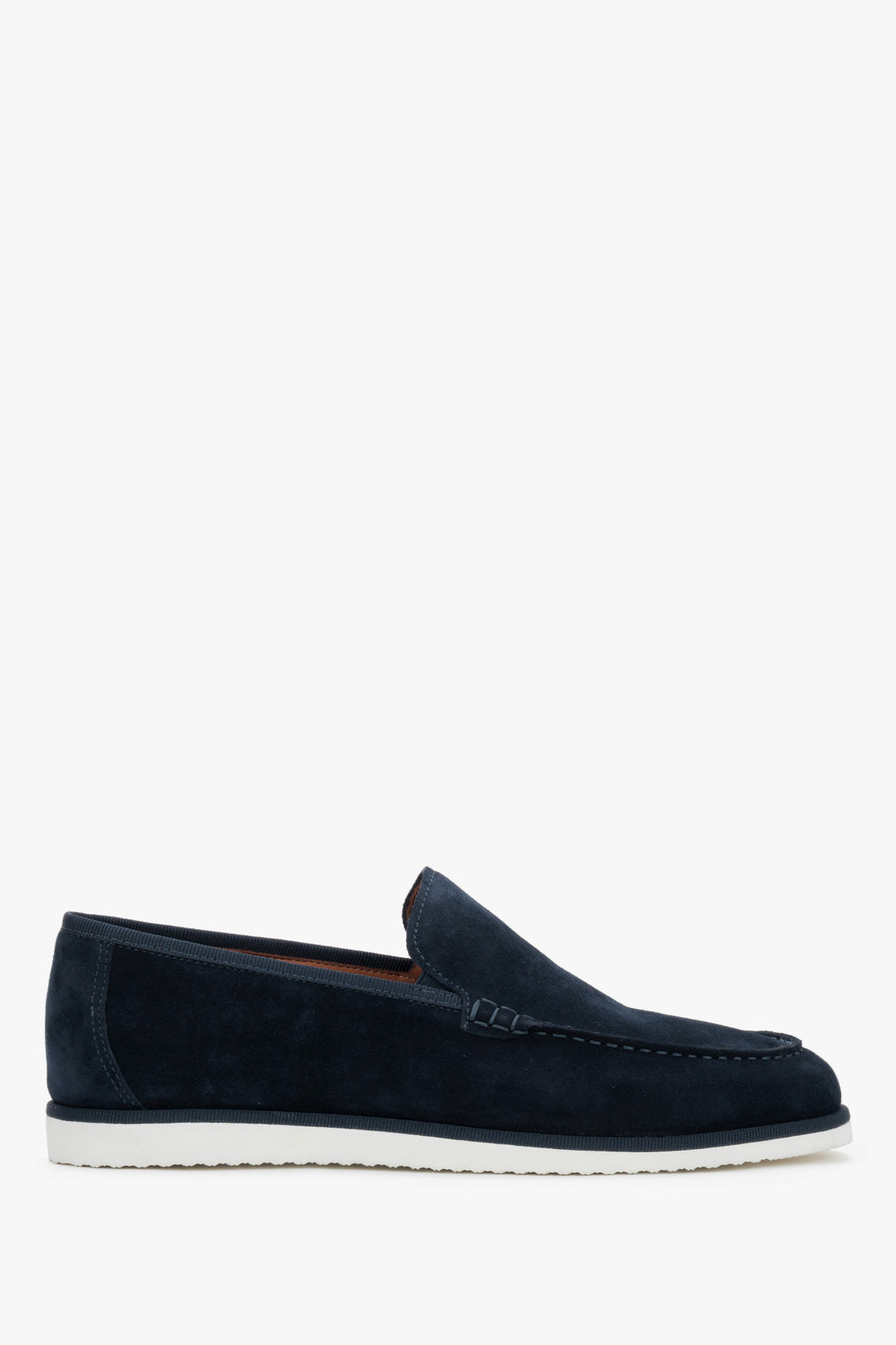Men's Navy Blue Velour Loafers on a Contrasting Sole Estro ER00119440.