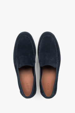 Men's spring/autumn loafers in navy blue velour with a lightweight EVA sole.