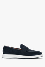 Men's Navy Blue Velour Loafers on a Flexible Sole Estro ER00119035.