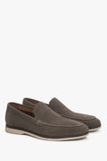 Men’s saddle brown loafers by Estro, crafted from genuine velour for a refined look.