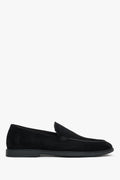 Men's Slim Black Loafers in Genuine Velour Estro ER00119403.