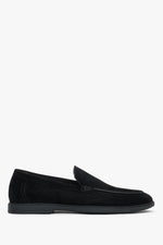 Men's Slim Black Loafers in Genuine Velour Estro ER00119403.