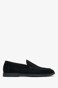 Men's Slim Black Loafers in Genuine Velour Estro ER00119403.