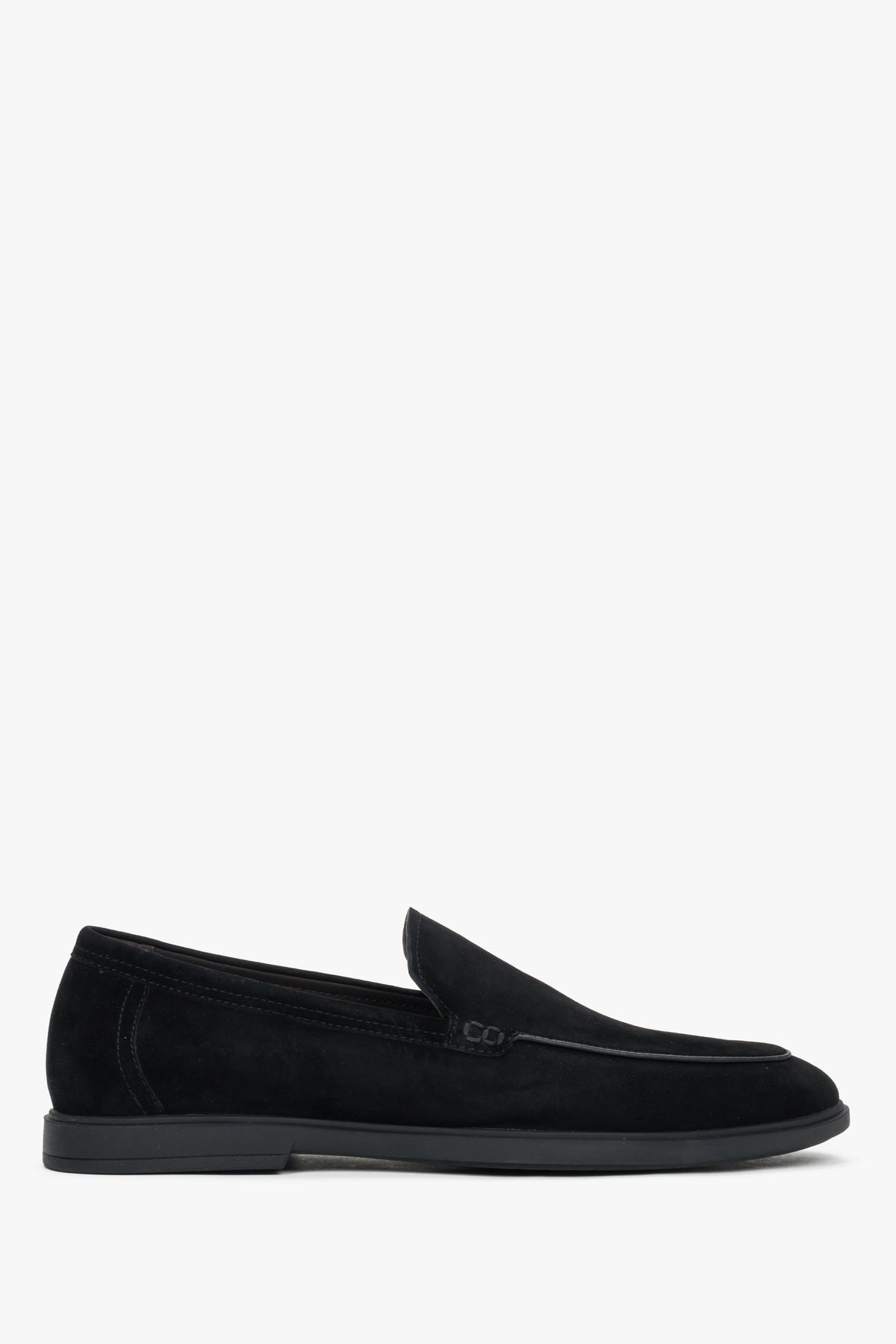 Men's Slim Black Loafers in Genuine Velour Estro ER00119403.