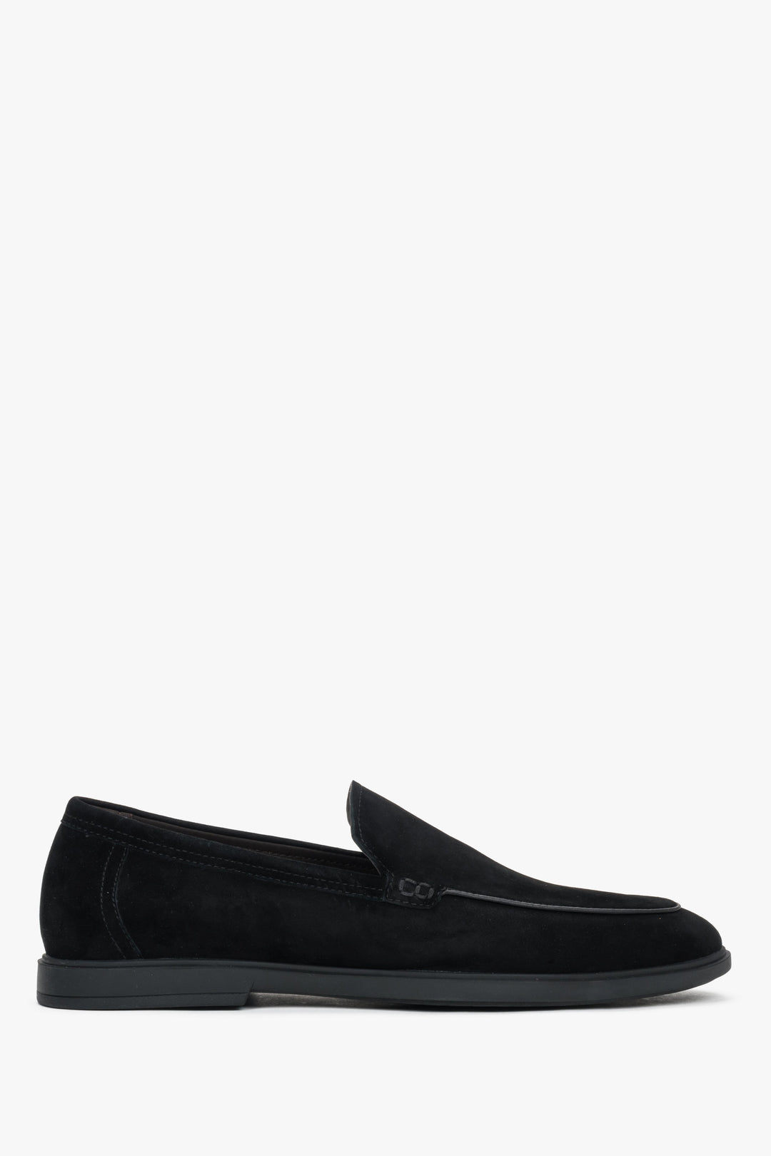 Men's Slim Black Loafers in Genuine Velour Estro ER00119403.