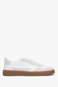 Men's White & Grey Barefoot Sneakers made of Premium Italian Leather and Velour Estro ER00118044.