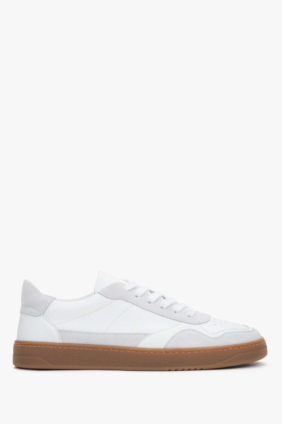 Men's White & Grey Barefoot Sneakers made of Premium Italian Leather and Velour Estro ER00118044.