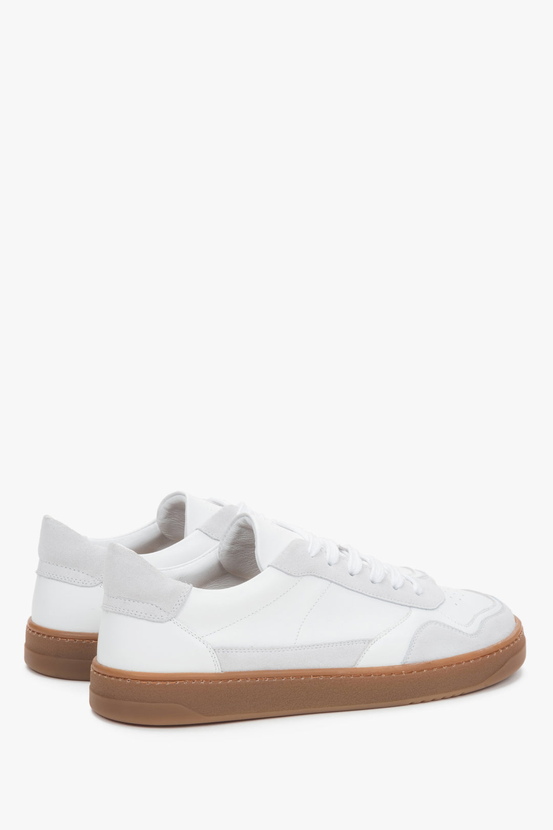 White and grey men’s barefoot sneakers made of leather and velour.