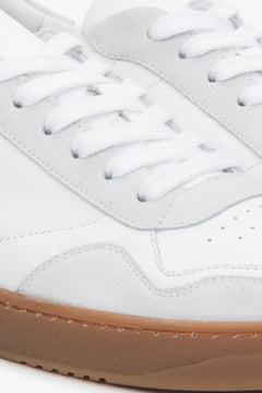 Men’s barefoot sneakers Estro ER00118044 in white and grey, made of premium Italian leather and velour.