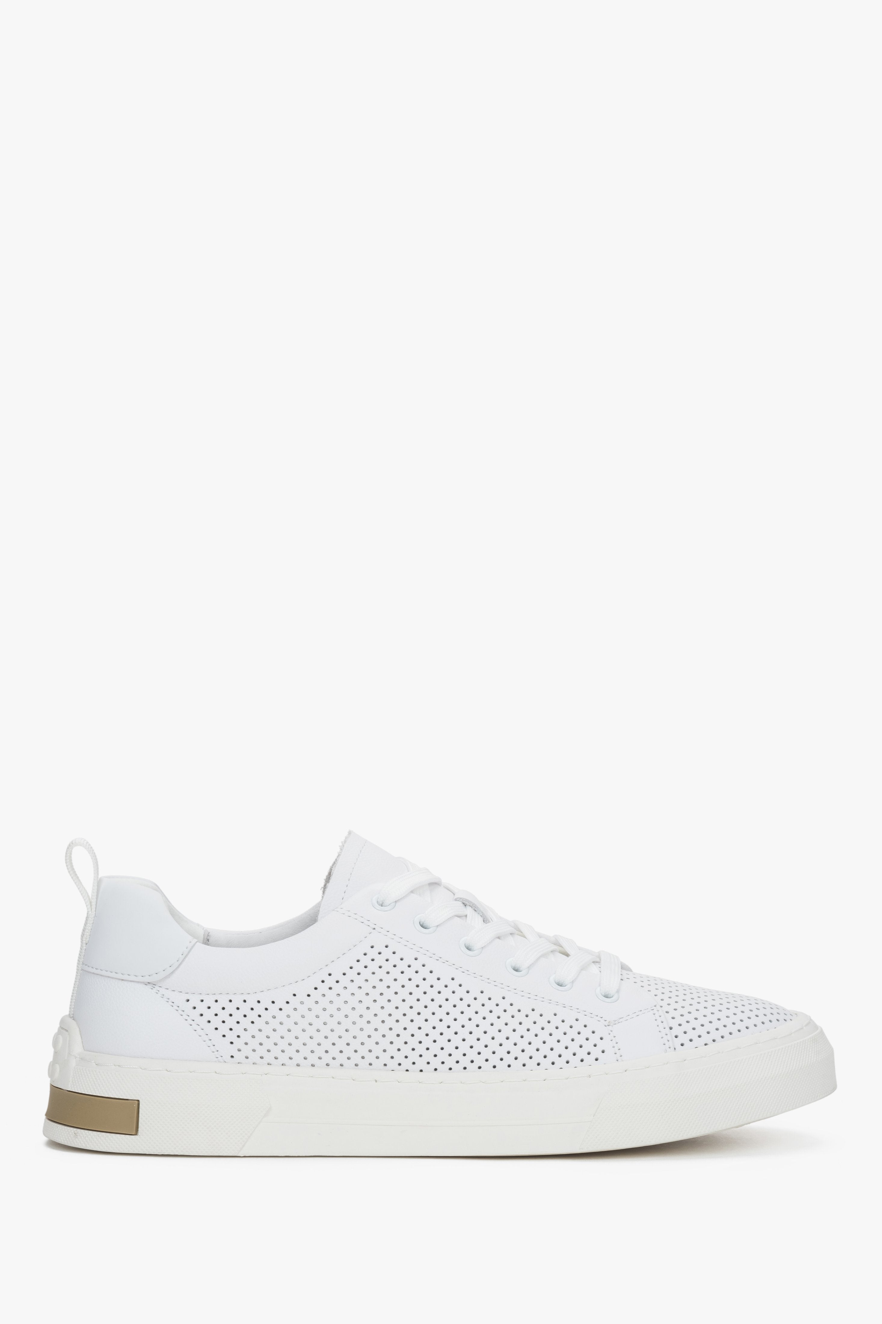 Men’s White Perforated Sneakers in Genuine Leather for Summer Estro ER00116998.