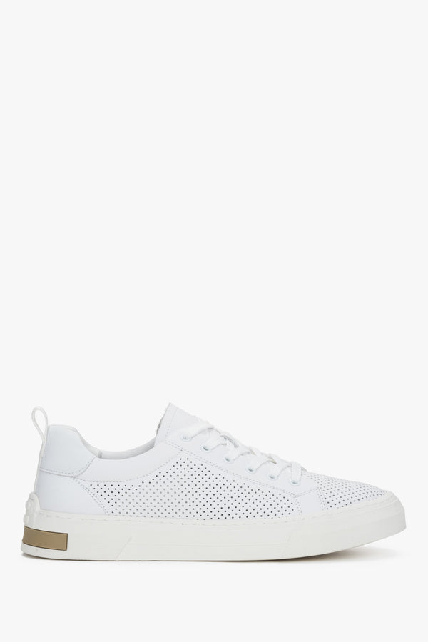 Men’s White Perforated Sneakers in Genuine Leather for Summer Estro ER00116998.