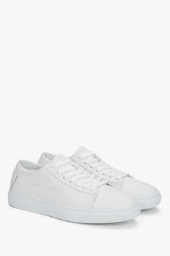 Men’s white sneakers in genuine leather with a soft rubber sole Estro.