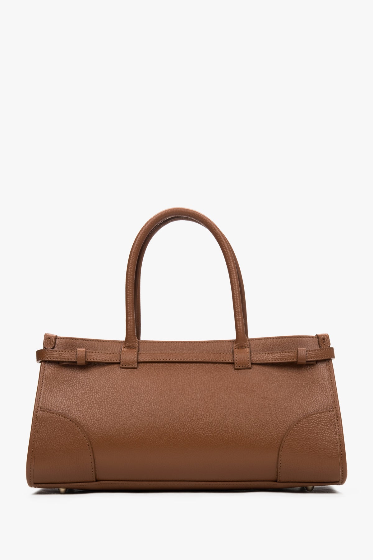 Elegant tote bag estro – brown, made of genuine leather.